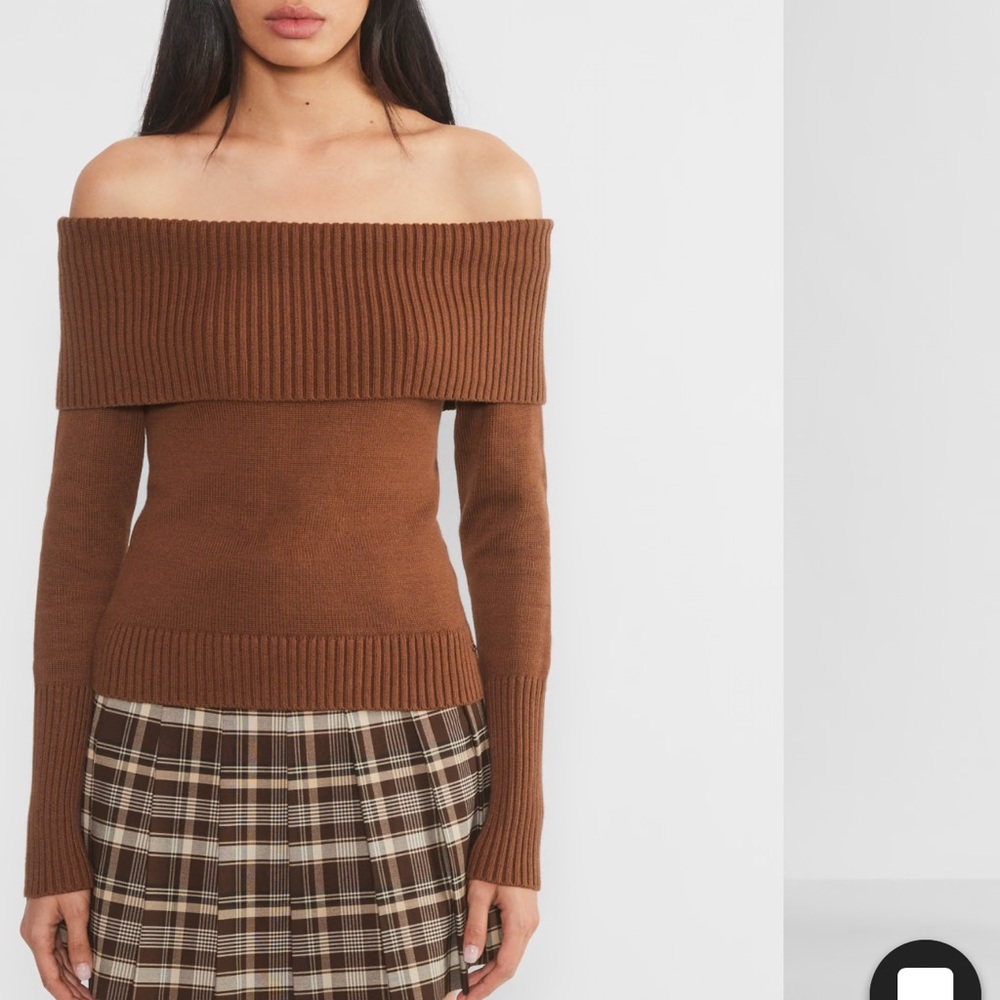 Brown off shoulder sweater